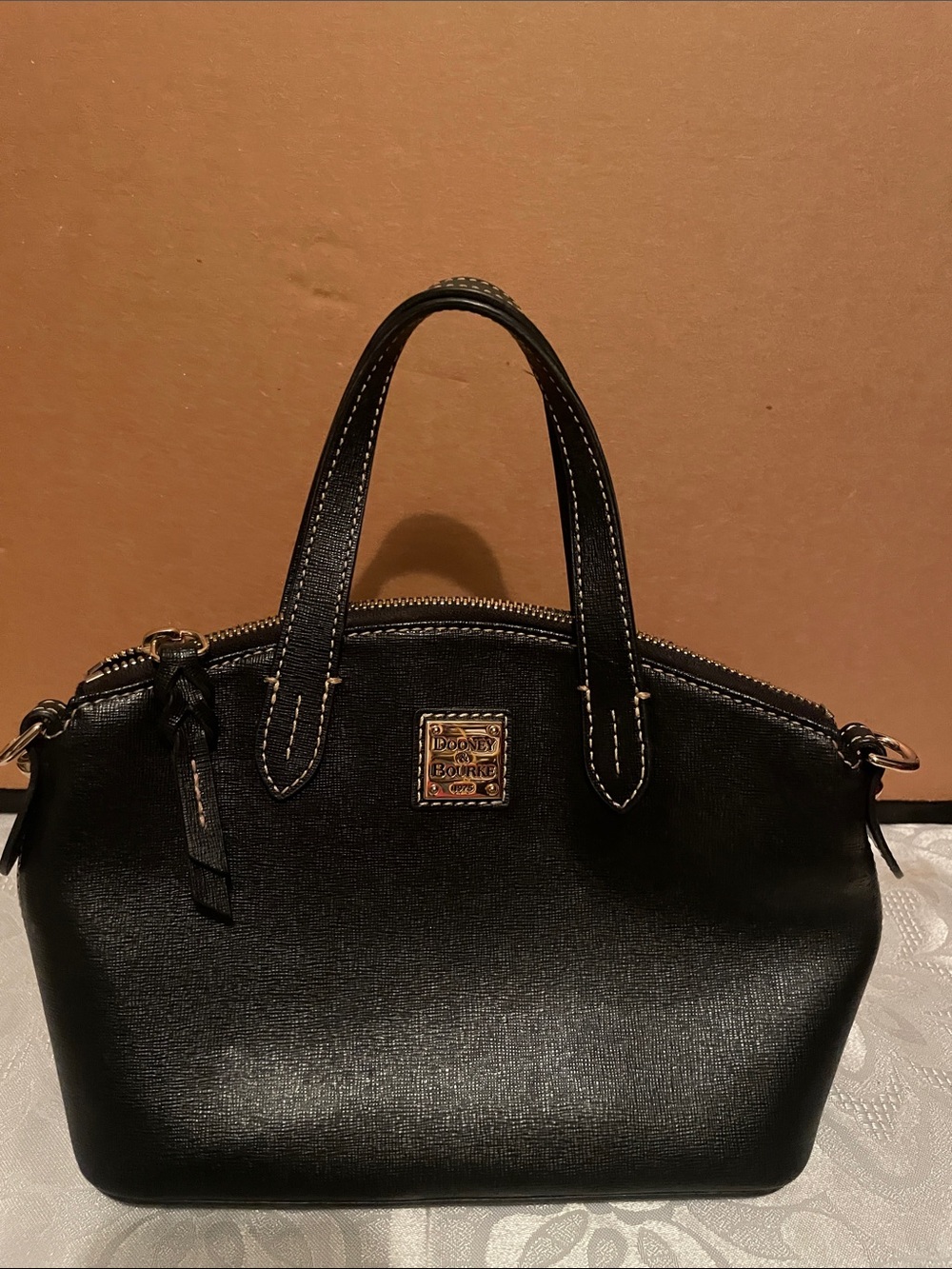 Dooney & Bourke Black Saffiano Leather Double-Handle Satchel